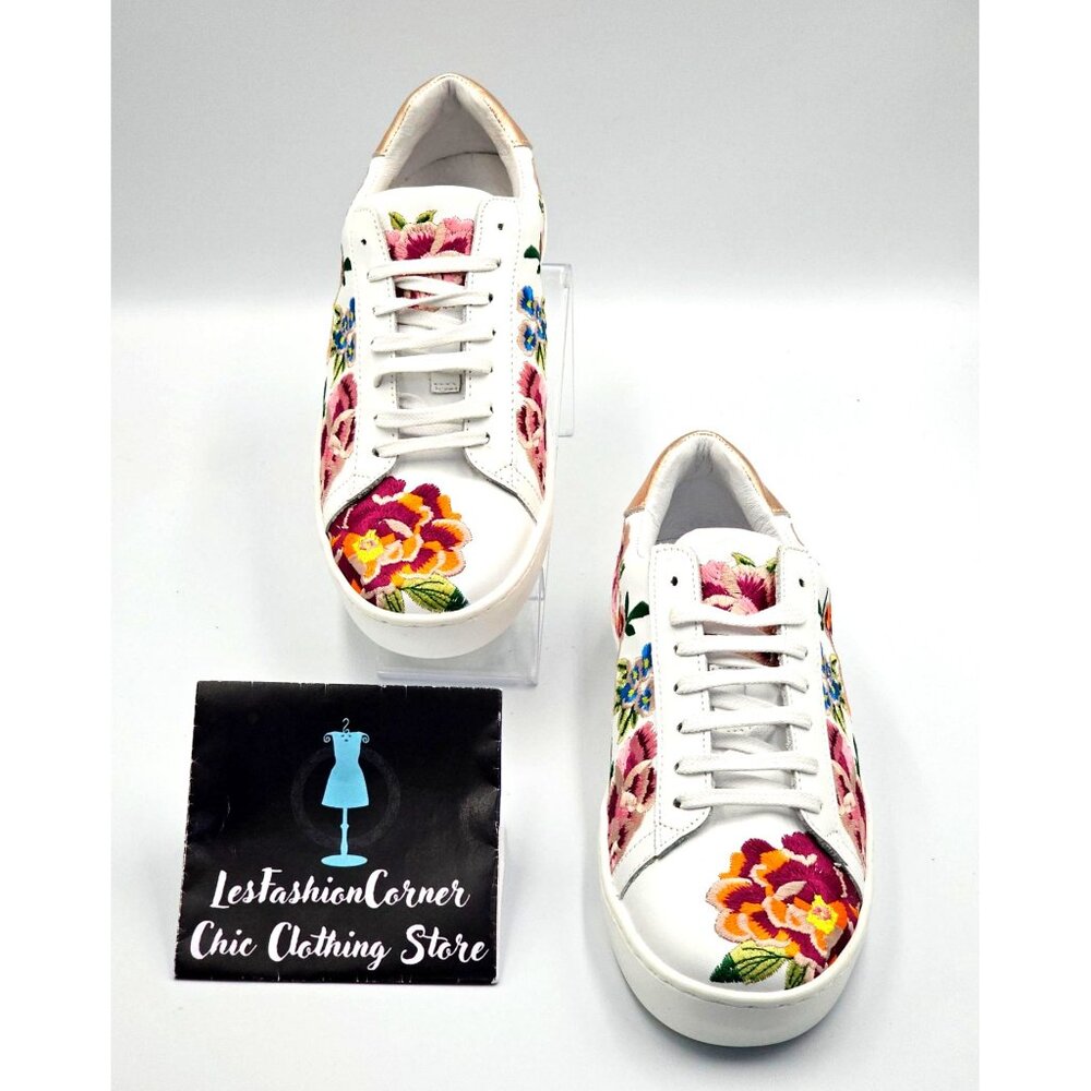 NWOB Johnny Was Women's Floral Embroidered Leather Dylanne Sneakers Sz 7.5 2473 - Picture 2 of 16